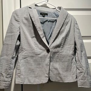 Ann Taylor blue and white seersucker blazer